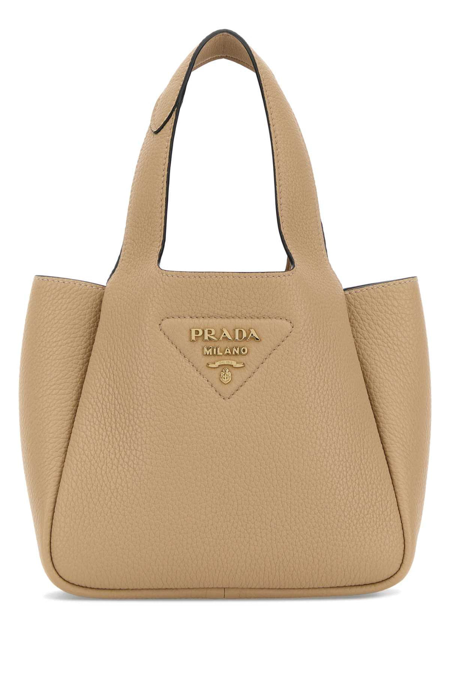 Prada Exterior: 100% Leather; Lining: 100% Leather; Finishing: Golden metal shoulder bag in beige