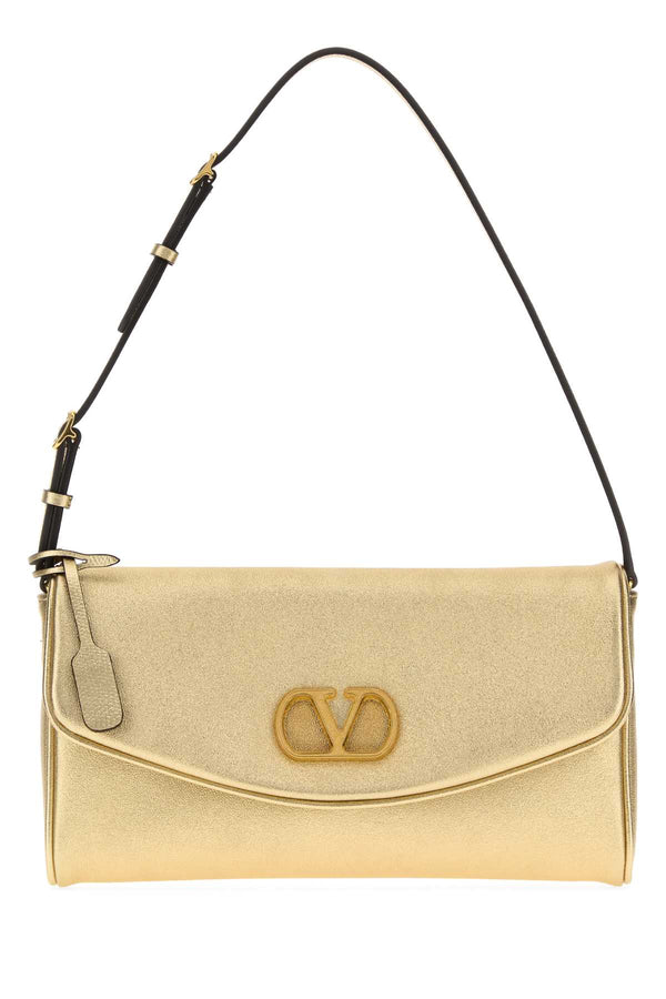 Valentino Garavani Devain Exterior: 100% Nappa leather shoulder bag in gold