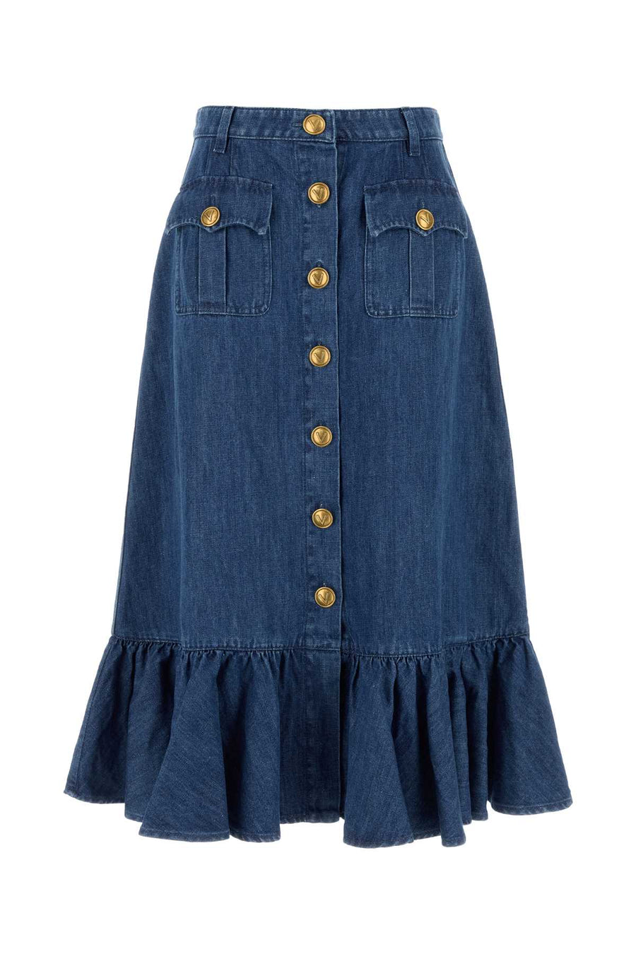 Valentino Garavani Denim 64% Cotton 36% Linen denim skirt in blue