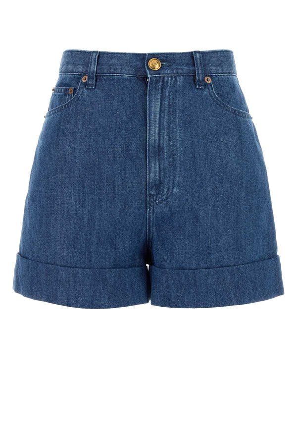 Valentino Garavani Denim 64% Cotton 36% Linen denim shorts in blue