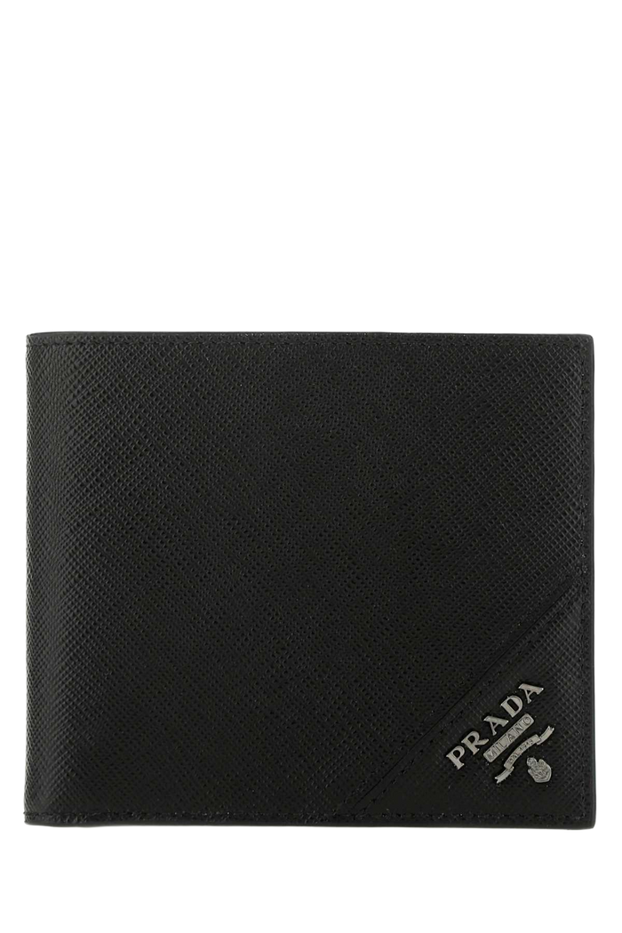Black Leather Wallet F0002 Vitello Portafogli