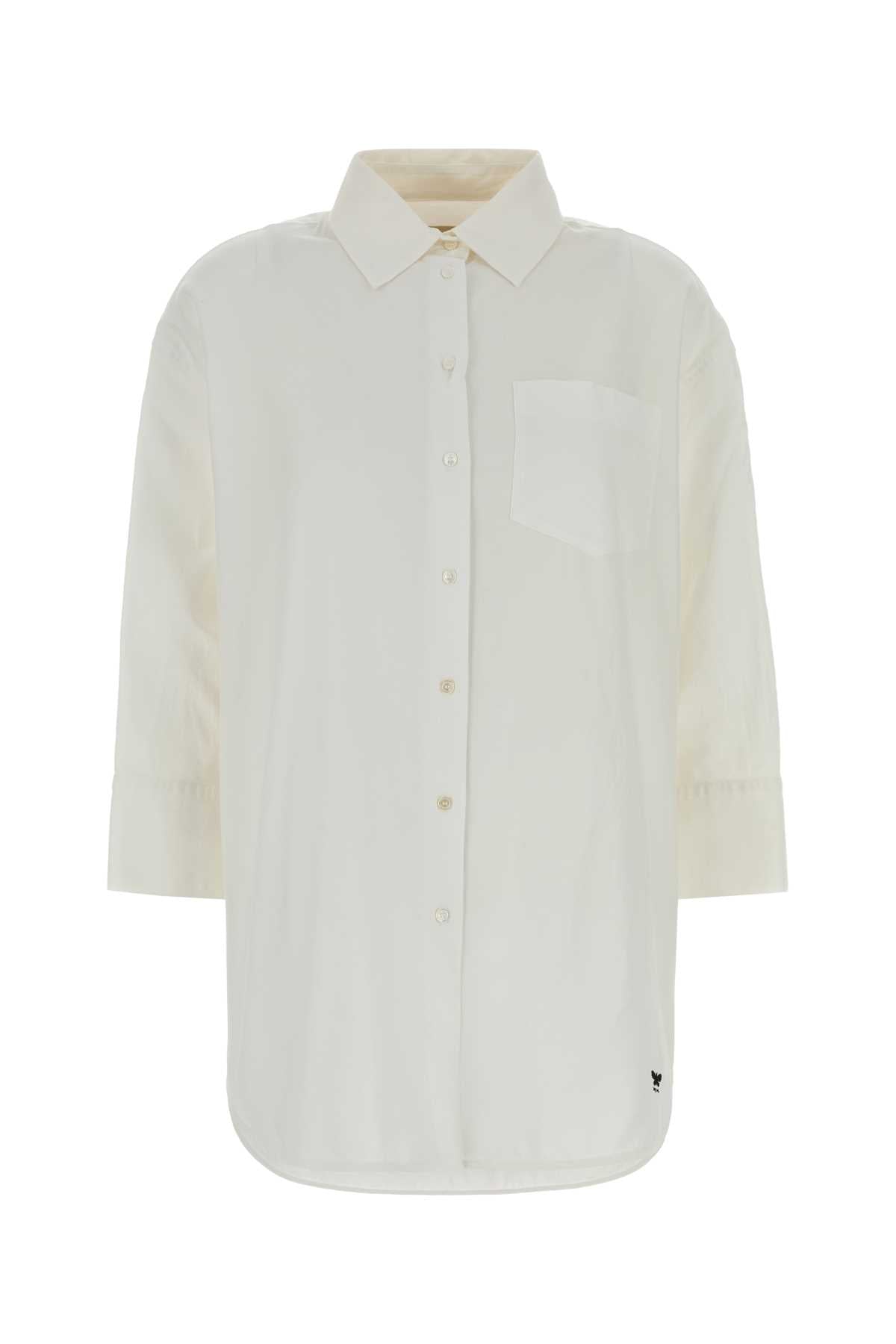 White Cotton Oversize Queva Shirt Bianco Exterior: Camicie