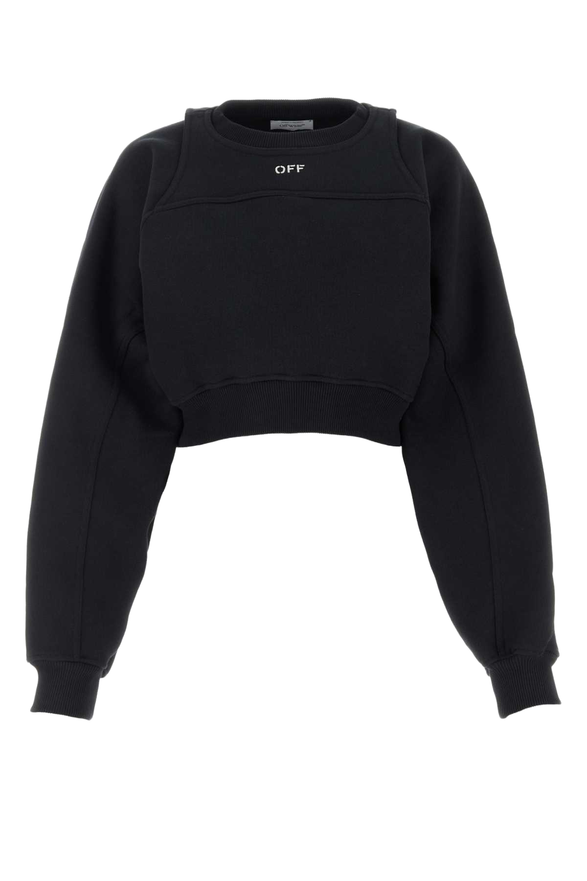 Black Cotton Sweatshirt Blackwhit Exterior: Felpe