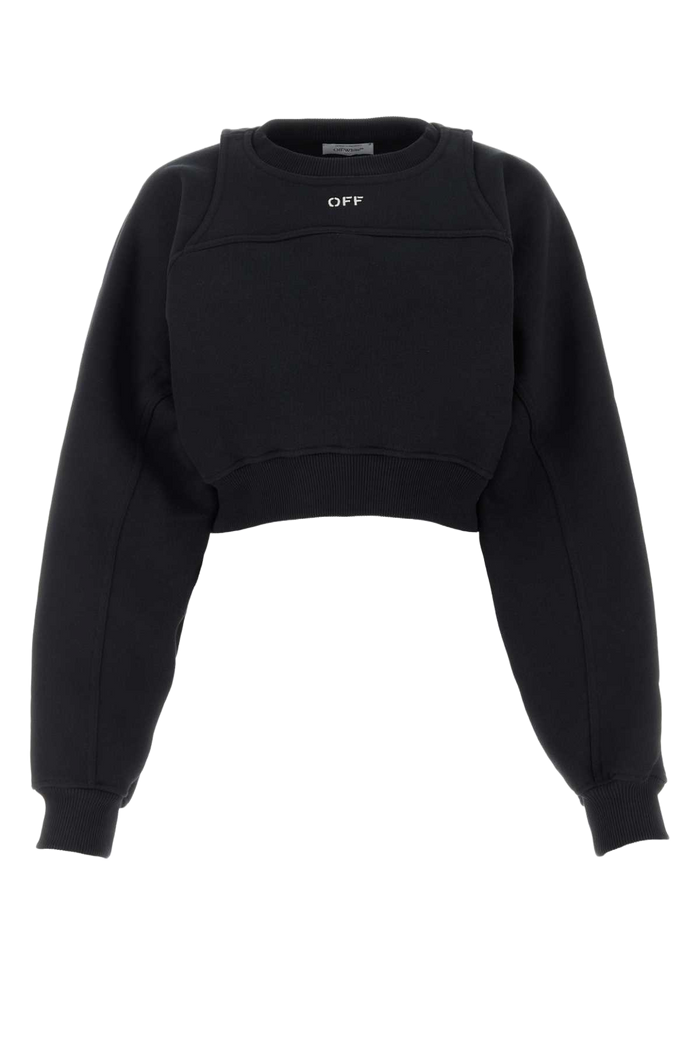 Black Cotton Sweatshirt Blackwhit Exterior: Felpe