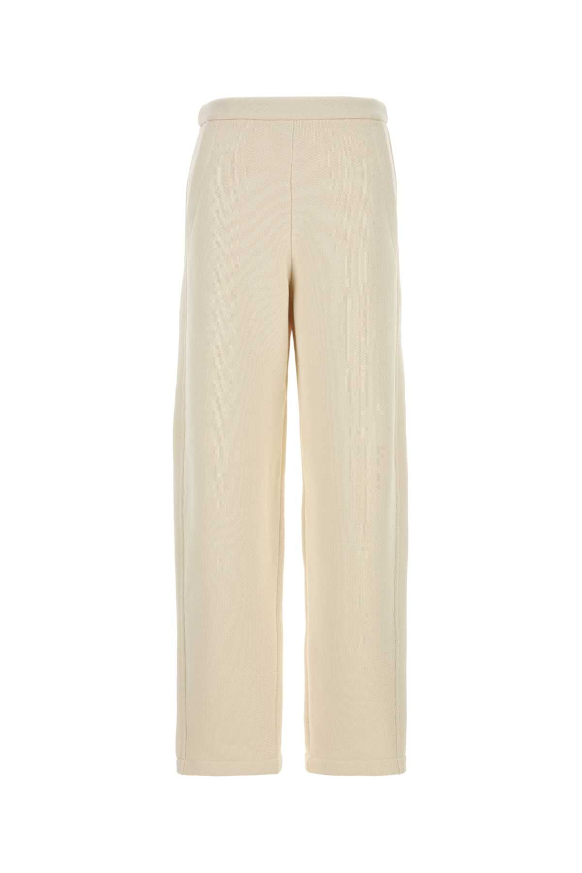 Ivory Cotton Blend Wide-Leg Dente Pant Avorio Exterior: Polyester Pantaloni