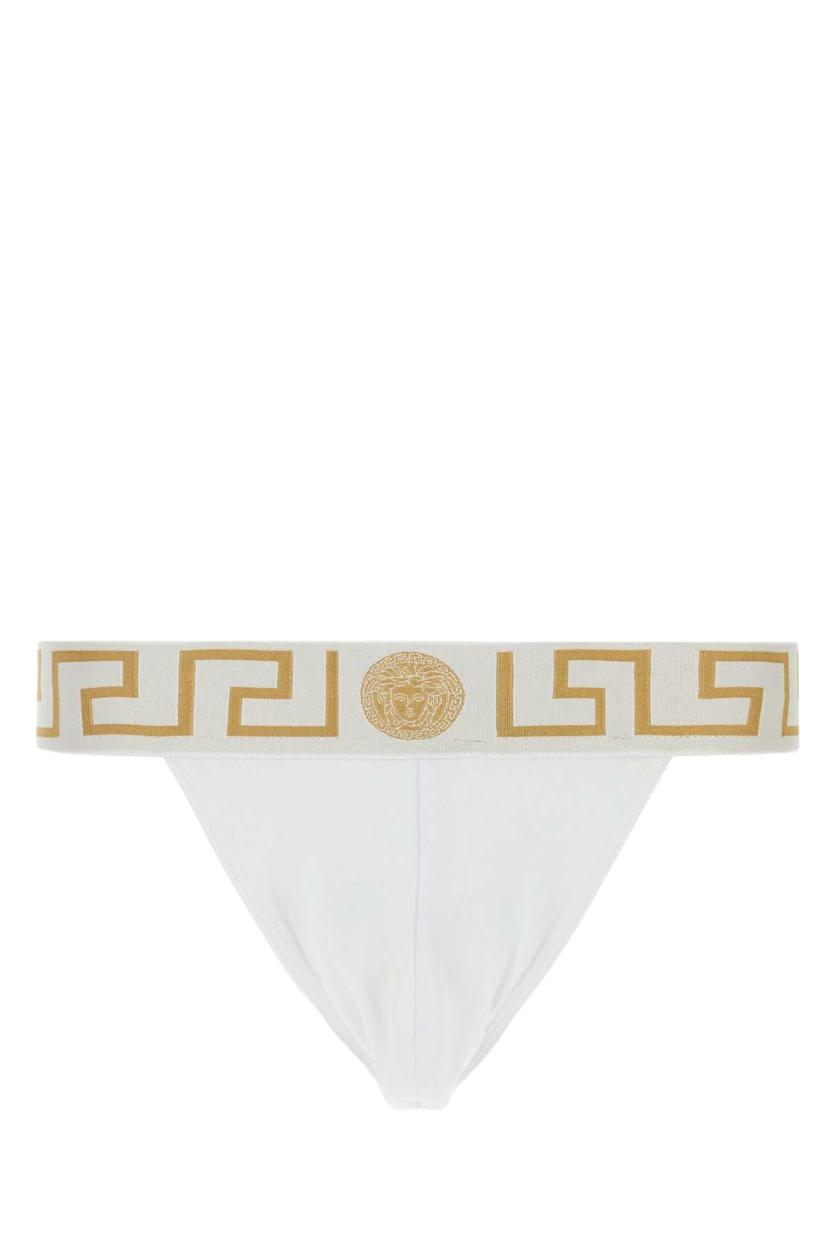 White Stretch Cotton Brief Whitegreekgold 1.outer Fabric:elastane Intimo