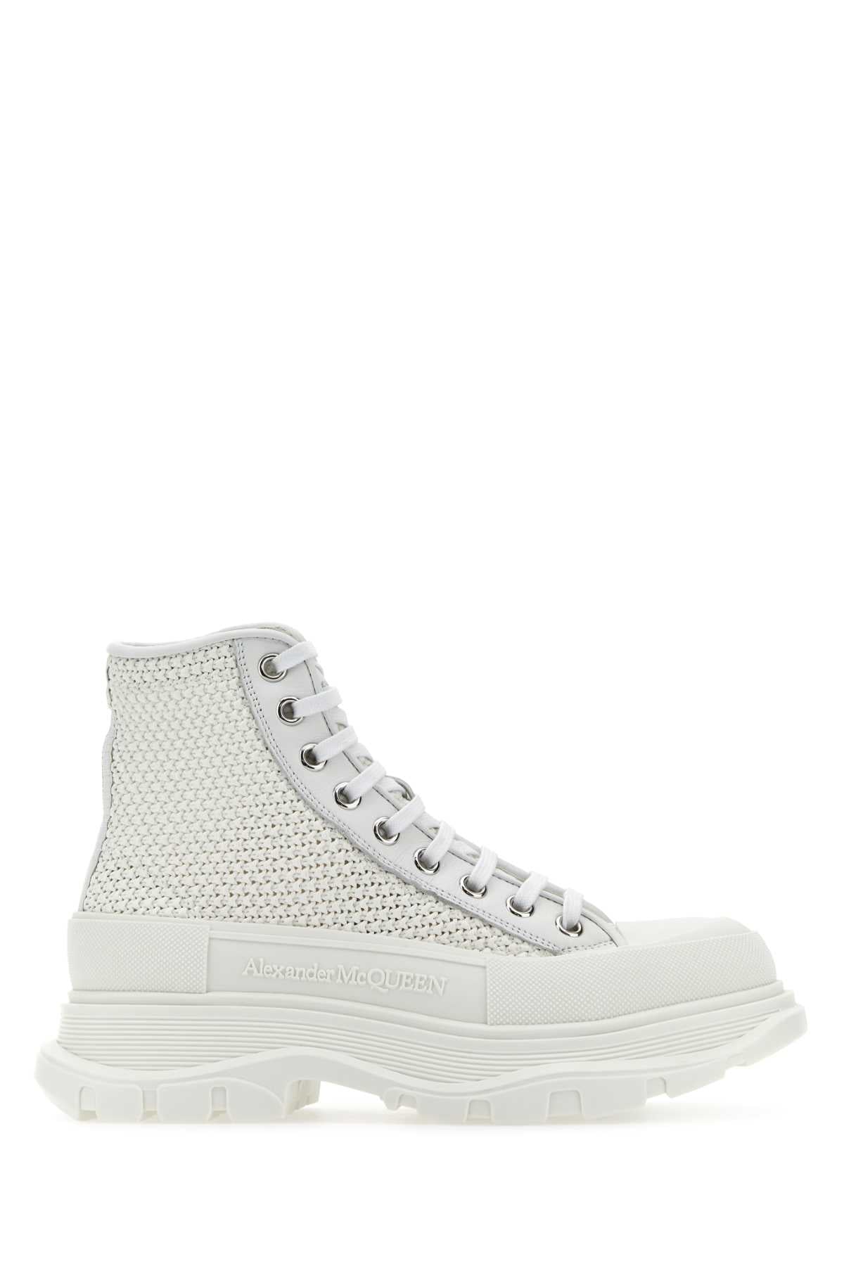 White Raffia Tread Slick Sneakers Whiteoffwhitesil
