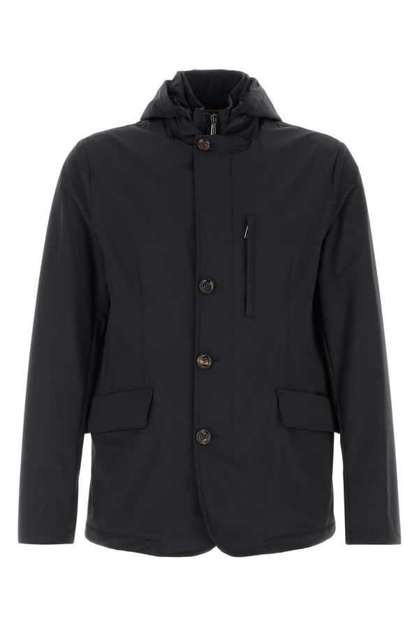 Moorer Exterior: 87% Nylon 13% Elastane; Lining: 50% Polyester 50% Nylon jacket in black