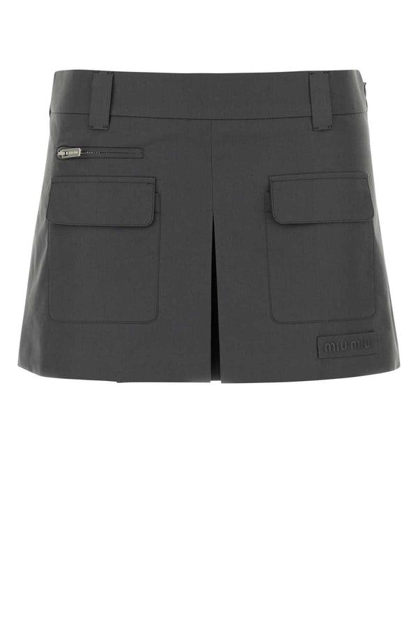 Miu Miu 100% Cotton exterior skirt in gray