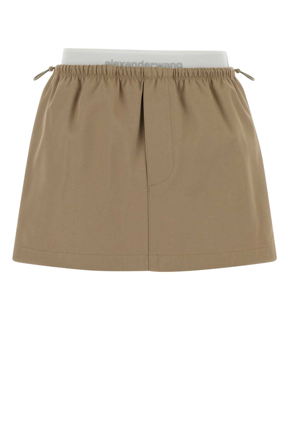 Beige Cotton Mini Skirt Warmtaupe Exterior: Gonne
