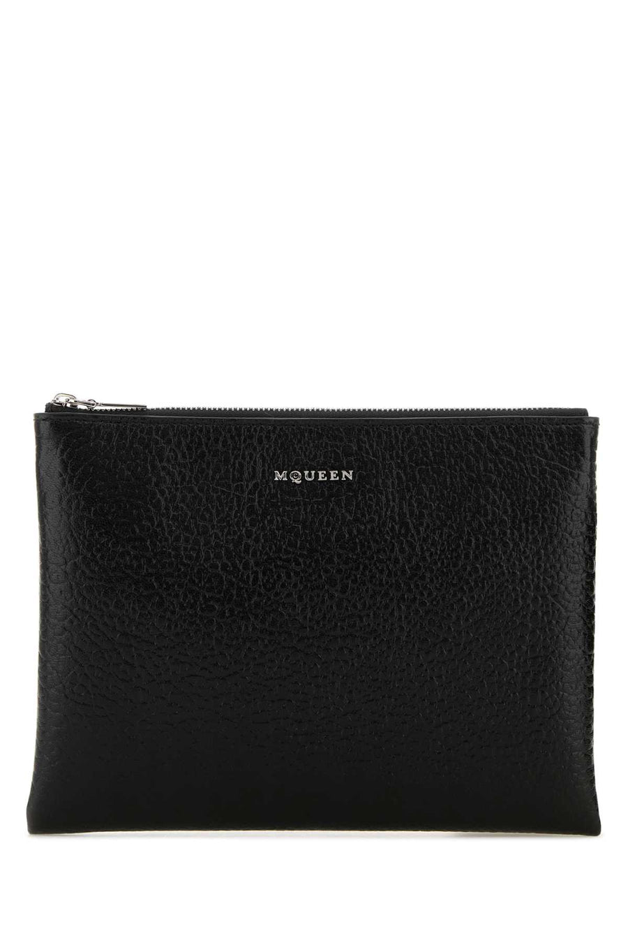 Alexander McQueen Pouch Exterior: 100% Leather; Finishing: Silver metal clutch in black