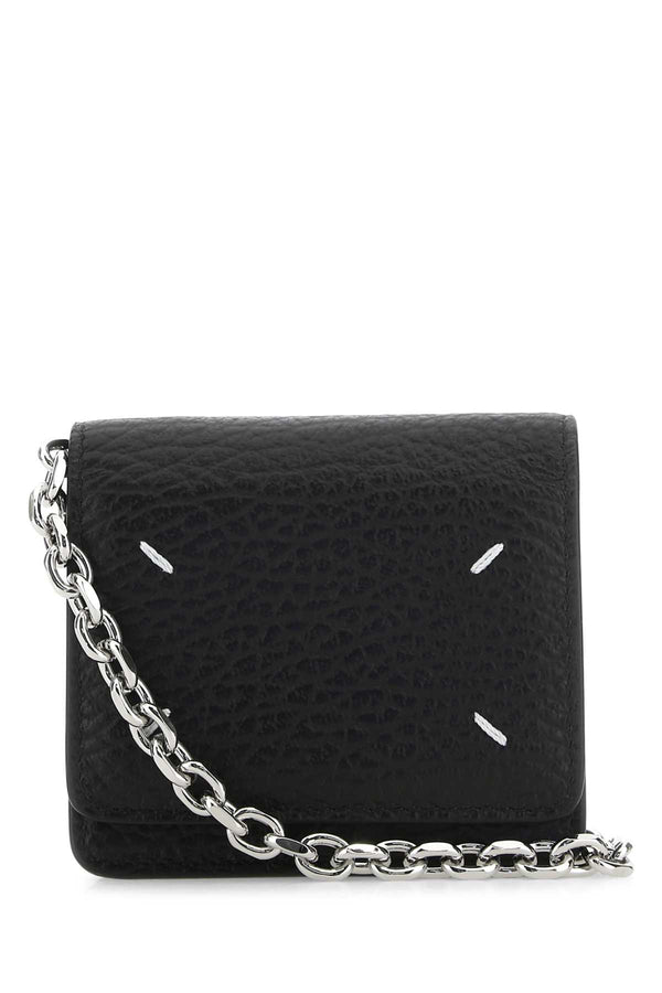 Maison Margiela Chain Exterior: 100% Leather; Finishing: Silver metal wallet in black