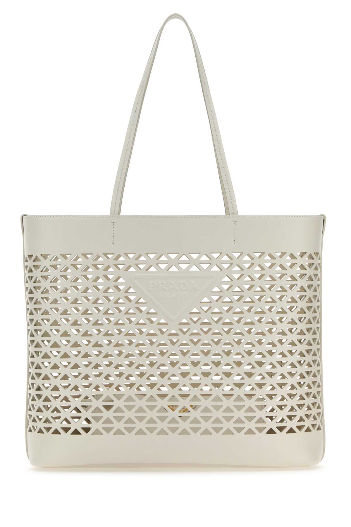 White Leather Shopping Bag Bianco Exterior: Borse A Mano