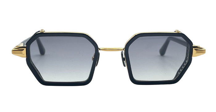 Dennis - C407 Shiny Black Yellow Gold Nd Metal Sunglasses