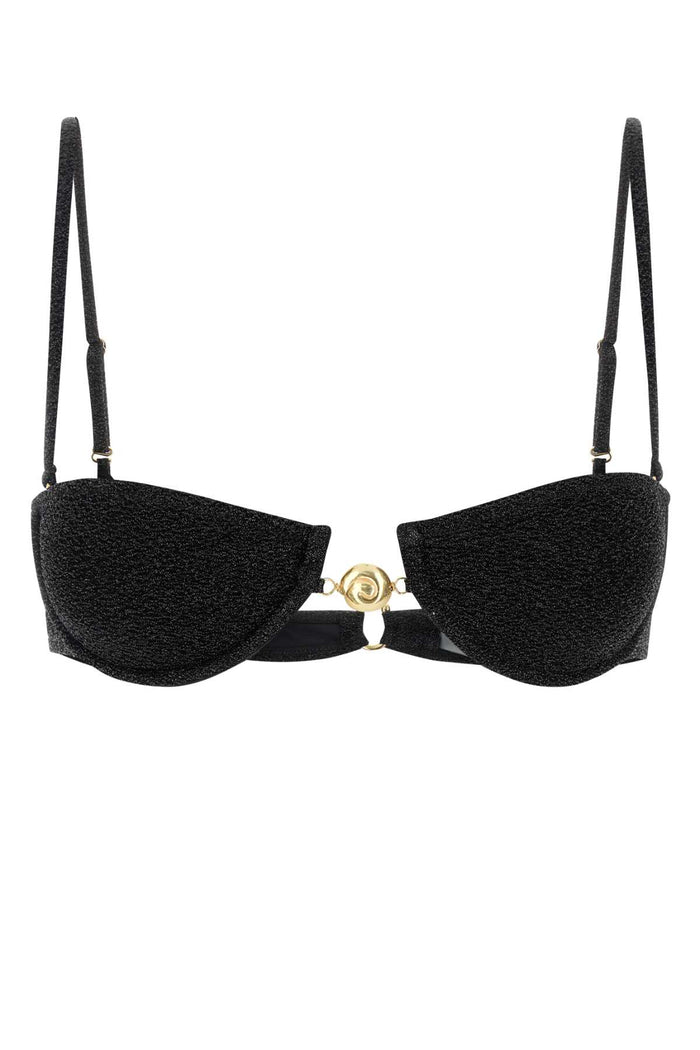 Black Stretch Nylon Hommond Bikini Top Blacklurex Costumi Da Bagno
