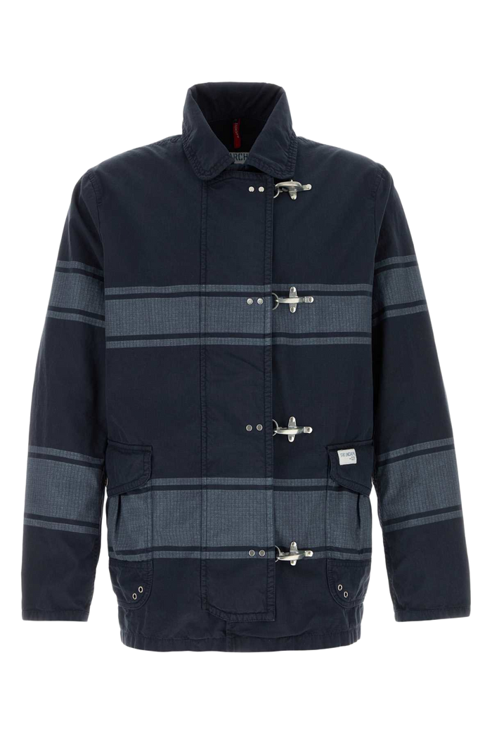 Two-Tone Cotton Jacket Blunavy Exterior: Giacche E Gilet