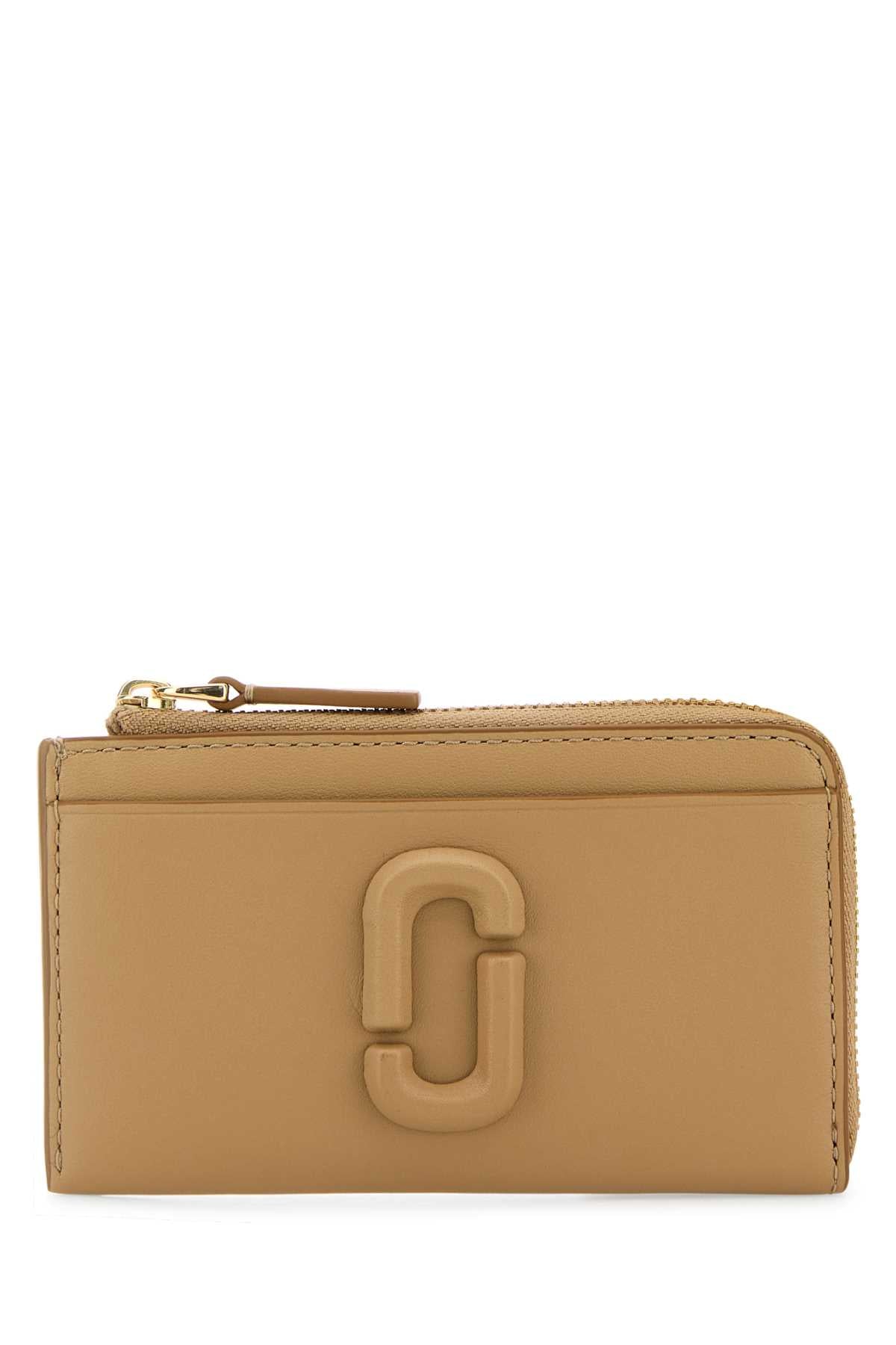 Camel Leather Card Holder Portafogli