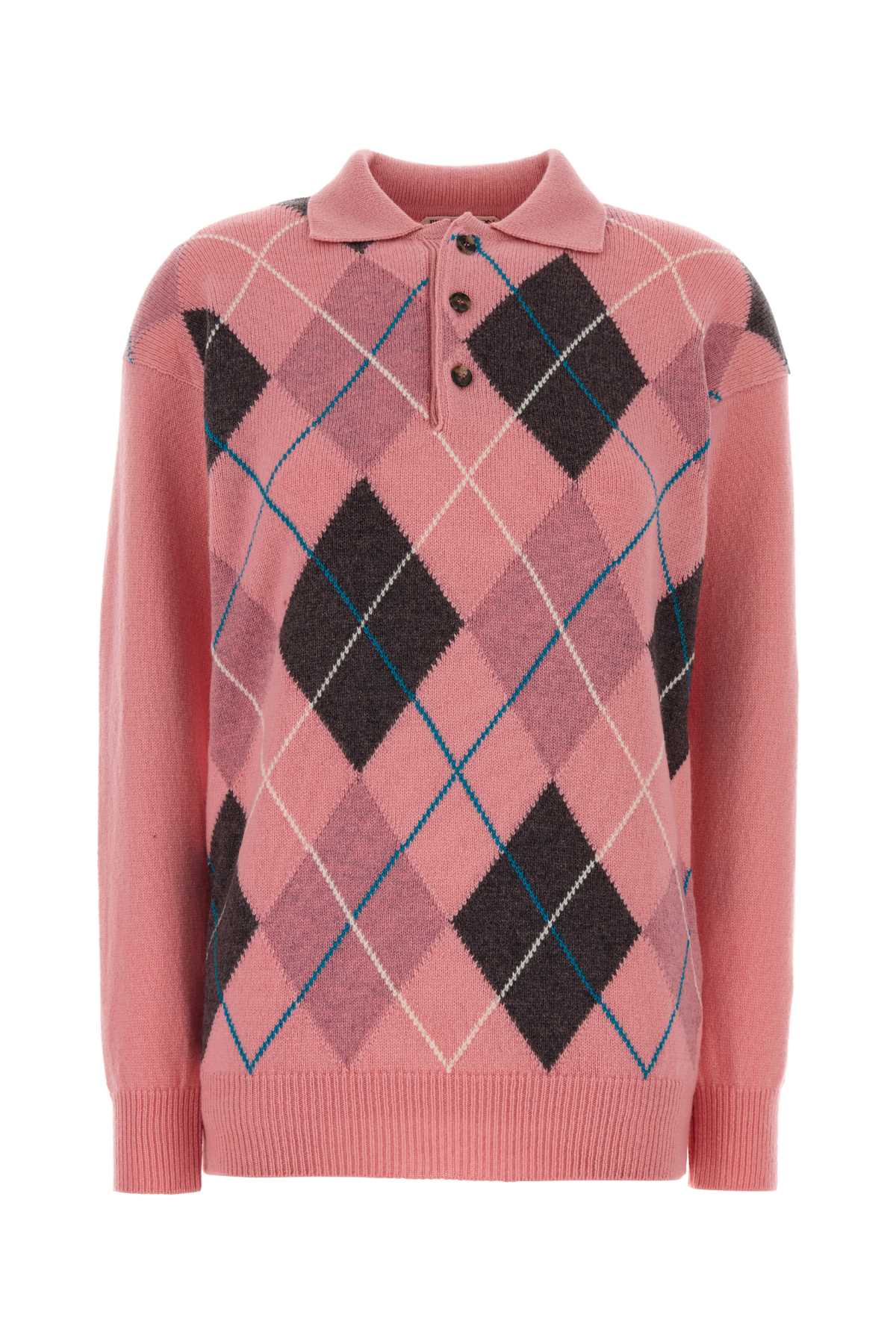 Pink Wool Polo Shirt Bubblegum Exterior