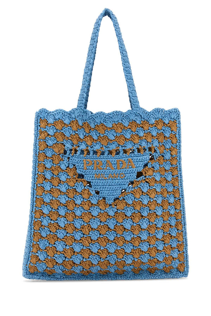 Two-Tone Raffia Shopping Bag Celestecaramel Exterior: Borse A Mano
