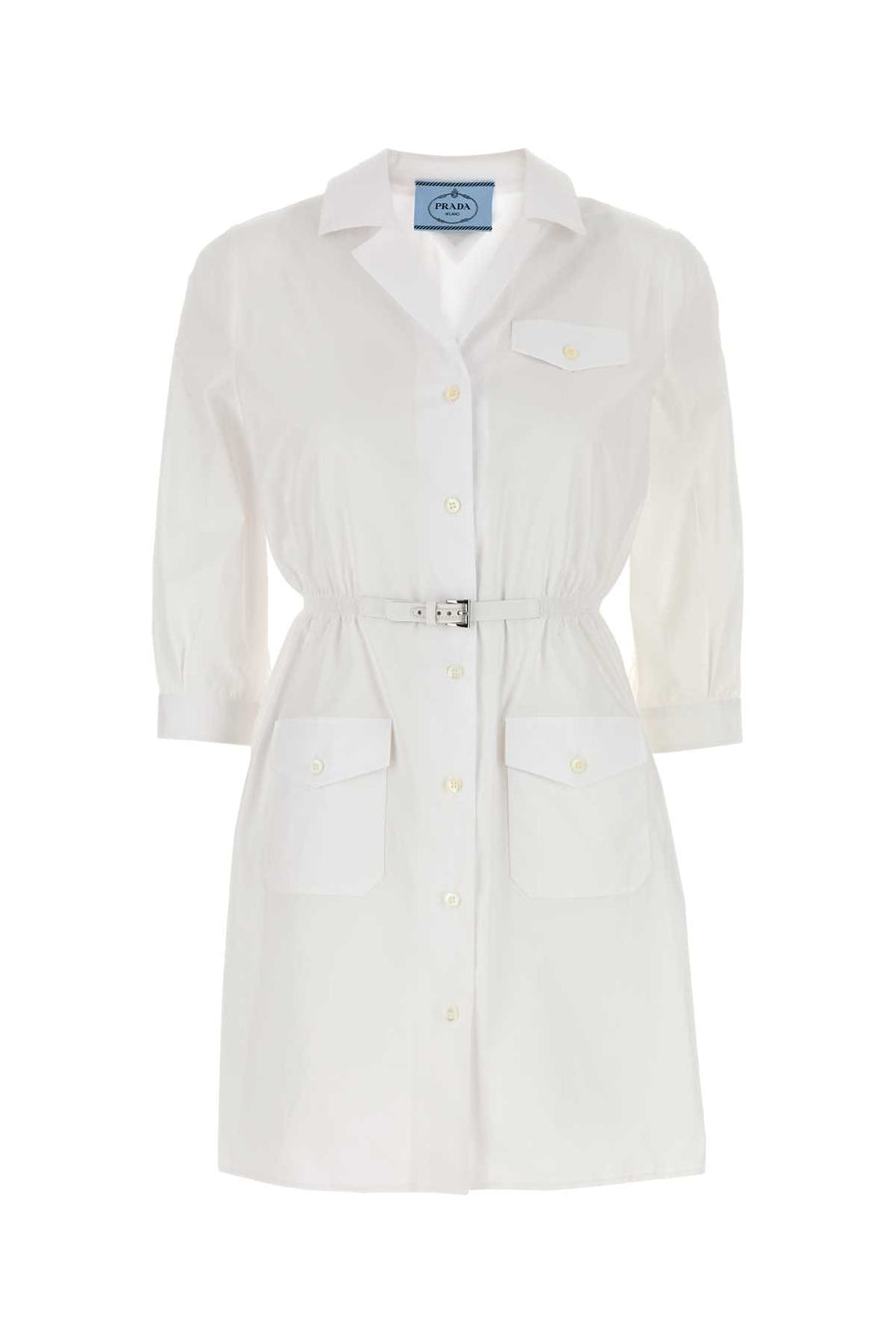 Prada 100% Cotton shirt dress in white