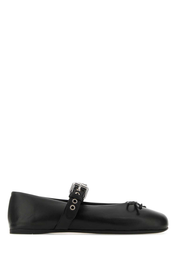 Black Leather Ballerinas Nero Vitello Ballerine