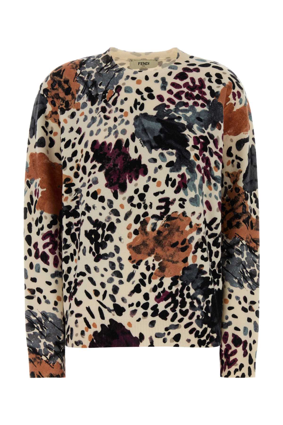 Printed Wool Blend Sweater Multicolor+ivory Exterior: Cashmere Maglieria