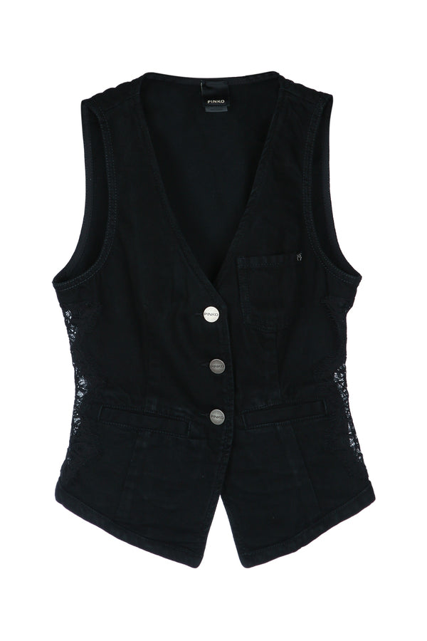 Pinko Gilet Denim vest in black