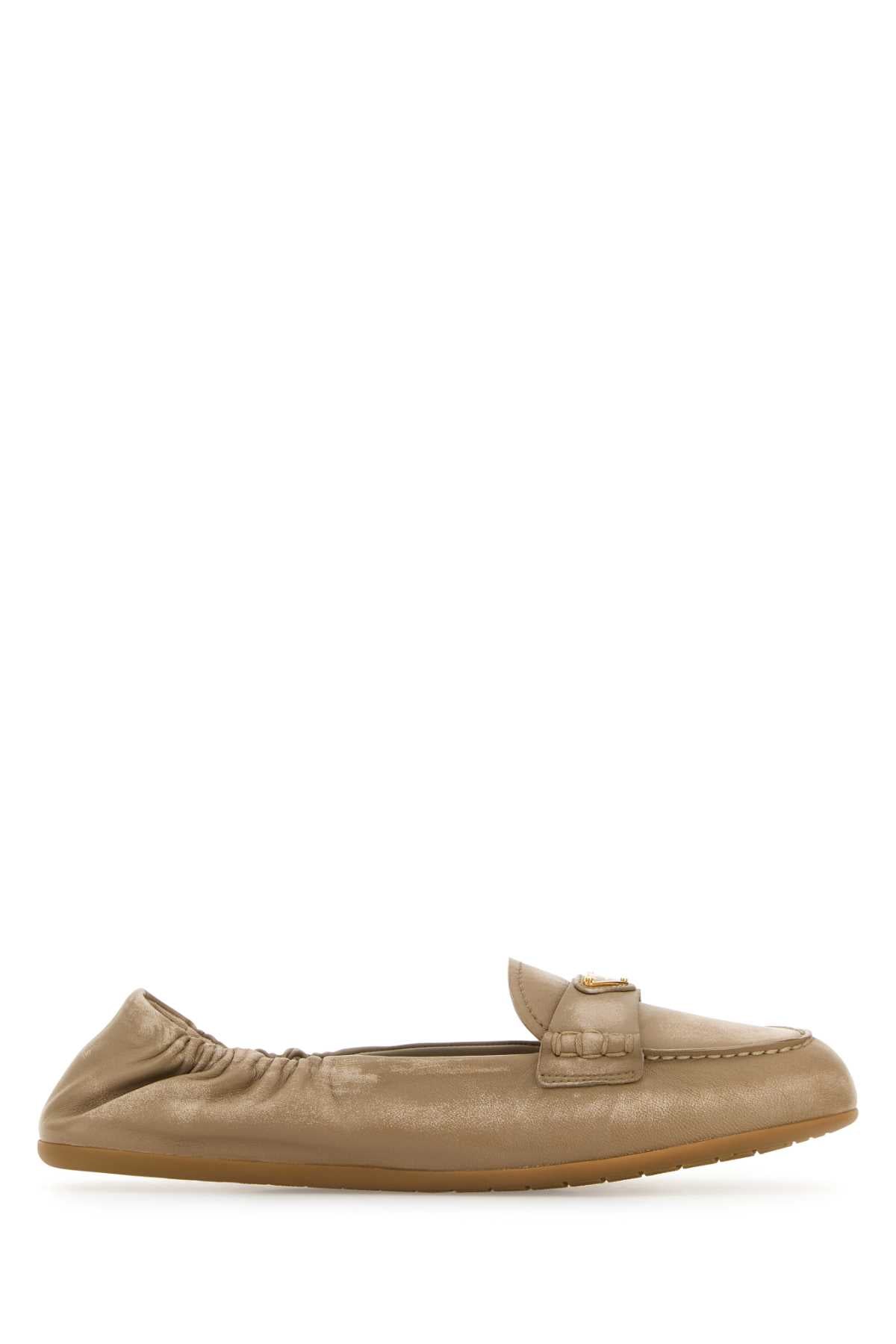 Beige Nappa Leather Loafers Sabbia Mocassini
