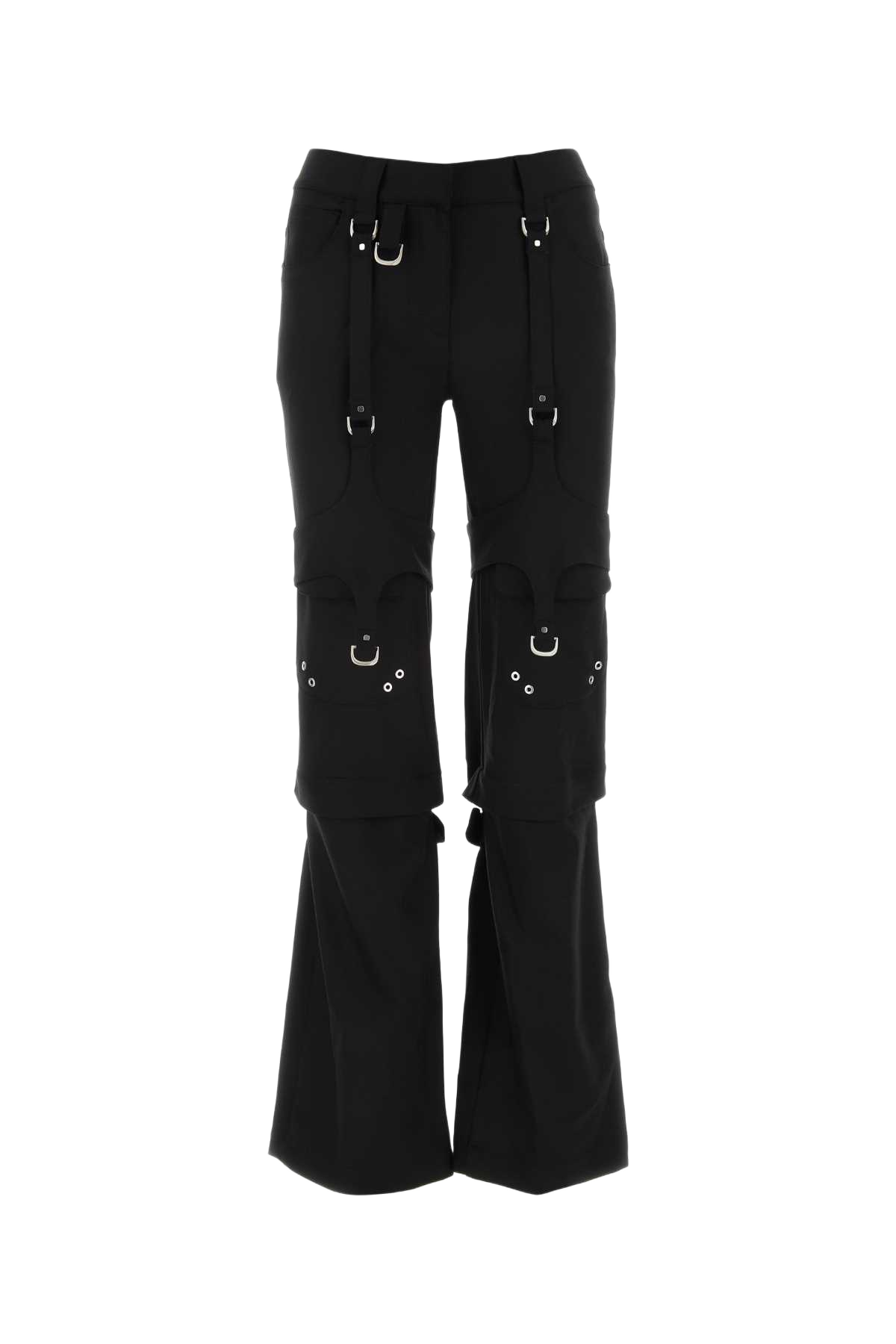 Black Stretch Polyester Blend Cargo Pant Nocolor Pantaloni