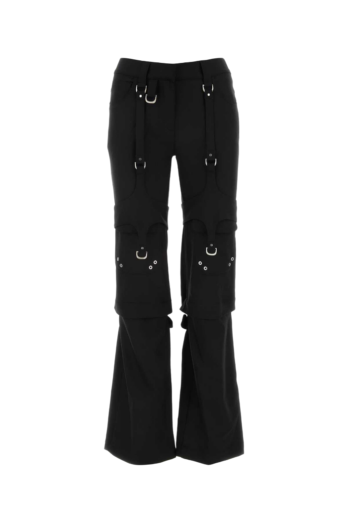 Black Stretch Polyester Blend Cargo Pant Nocolor Pantaloni