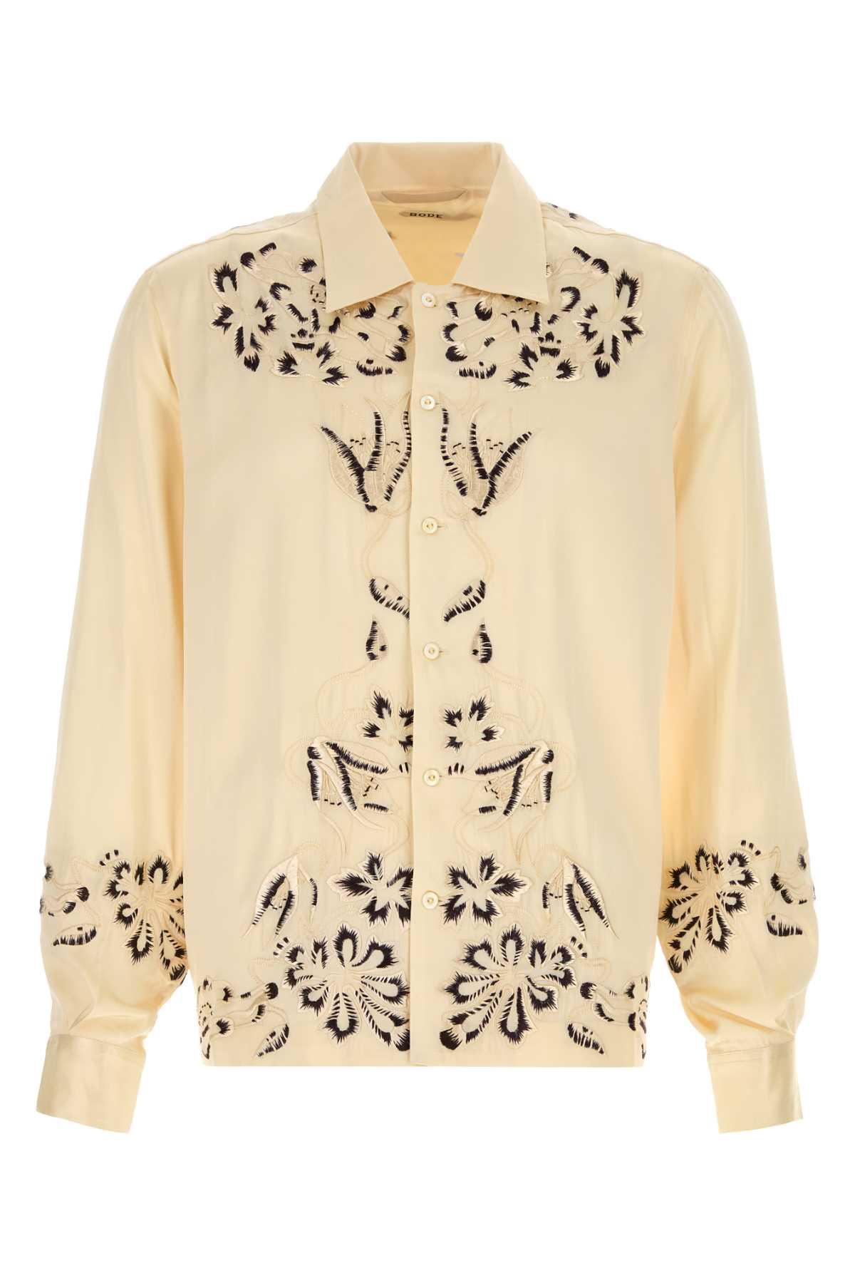 Cream Satin Phantasm Shirt Ecru Exterior: Silk Camicie