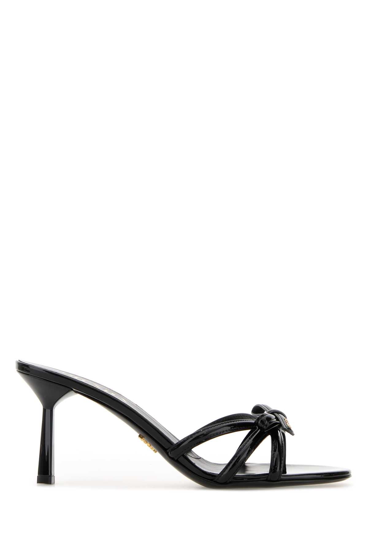 Black Leather Mules Avorio Sandali