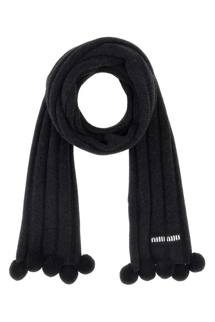 Charcoal Wool Blend Scarf Antracite Sciarpe E Foulard