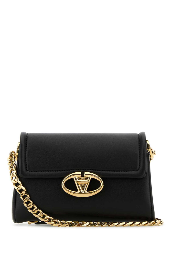 Black Leather Vlogo Shoulder Bag Nero Borse A Tracolla