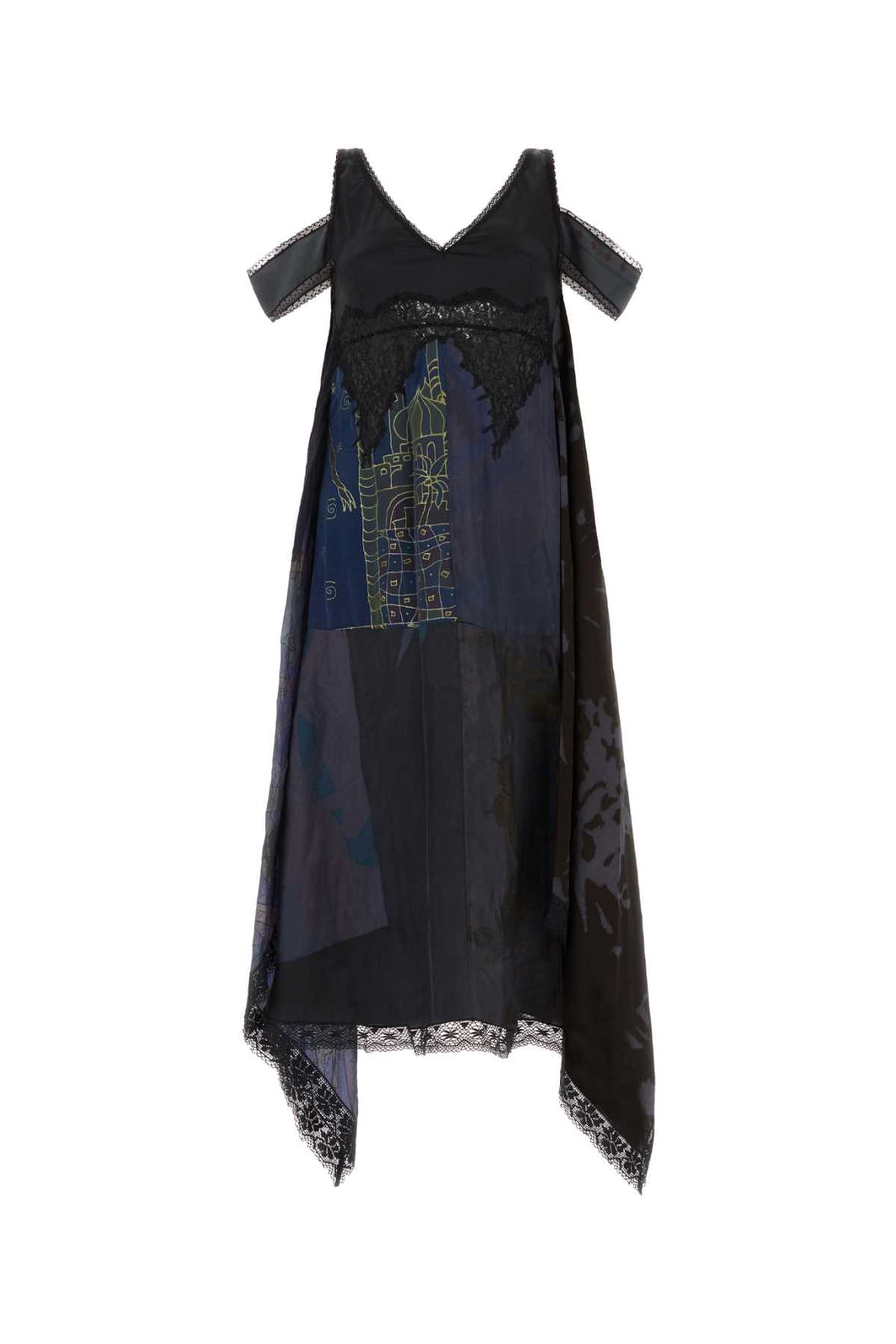 Marine Serre Exterior: 100% Silk dress in navy