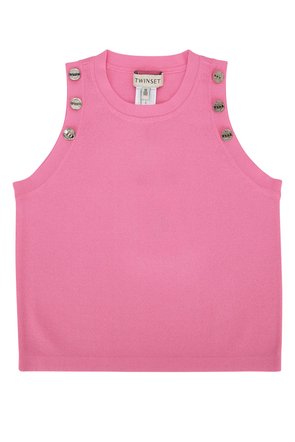 Twin-Set Righe Ribbed knit tank top in pink