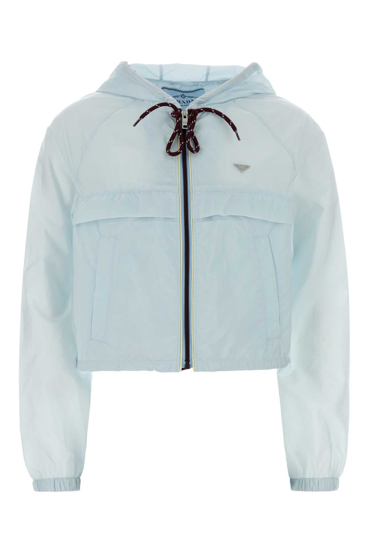 Pastel Light-Blue Re-Nylon Windbreaker Cristallo Exterior: Giubbini