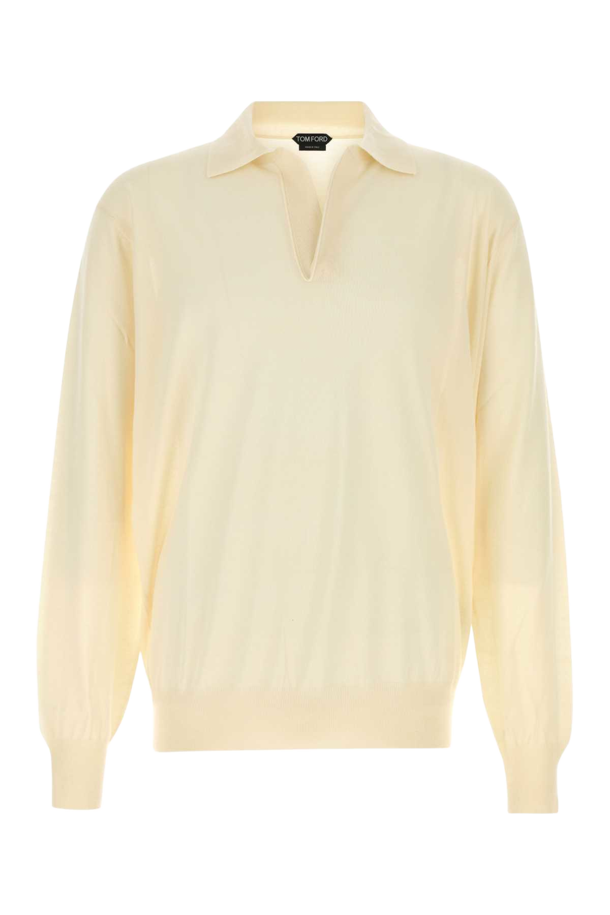Ivory Cashmere Polo Shirt Creamwhite
