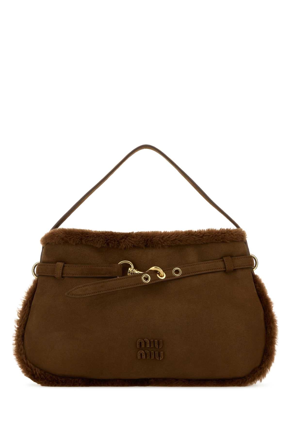 Brown Shearling Shoulder Bag Cacao Borse A Mano