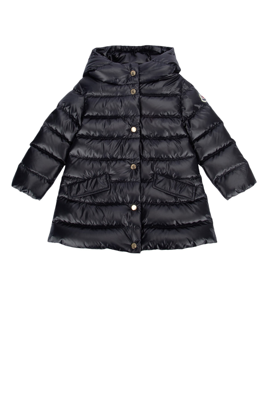 Moncler Jr Long Outer: 100% Polyester down jacket in black