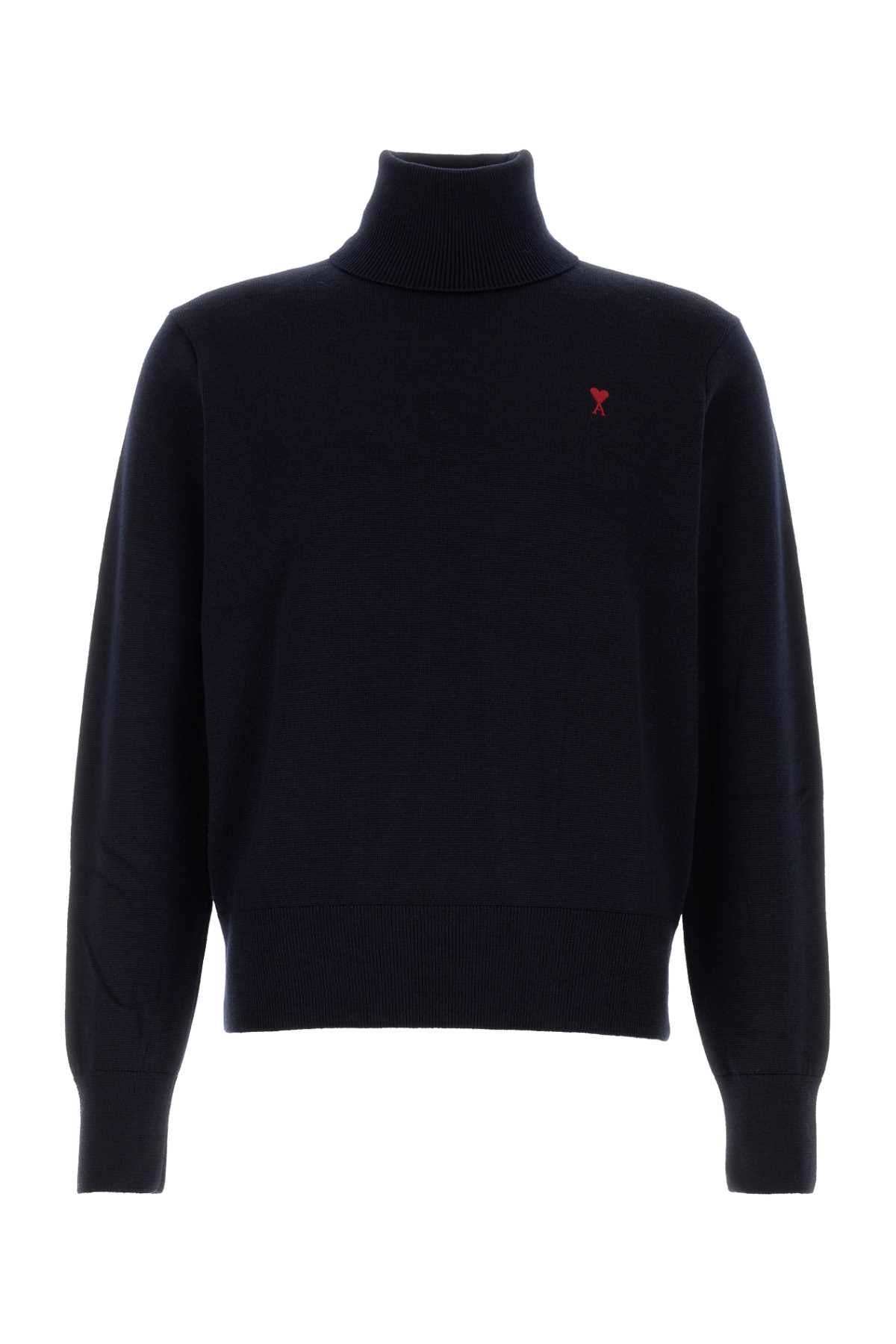 AMI Paris Merinos 100% Merino wool sweater in navy