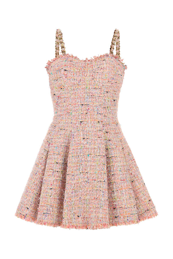 Multicolor Tweed Mini Dress Multicolore Short