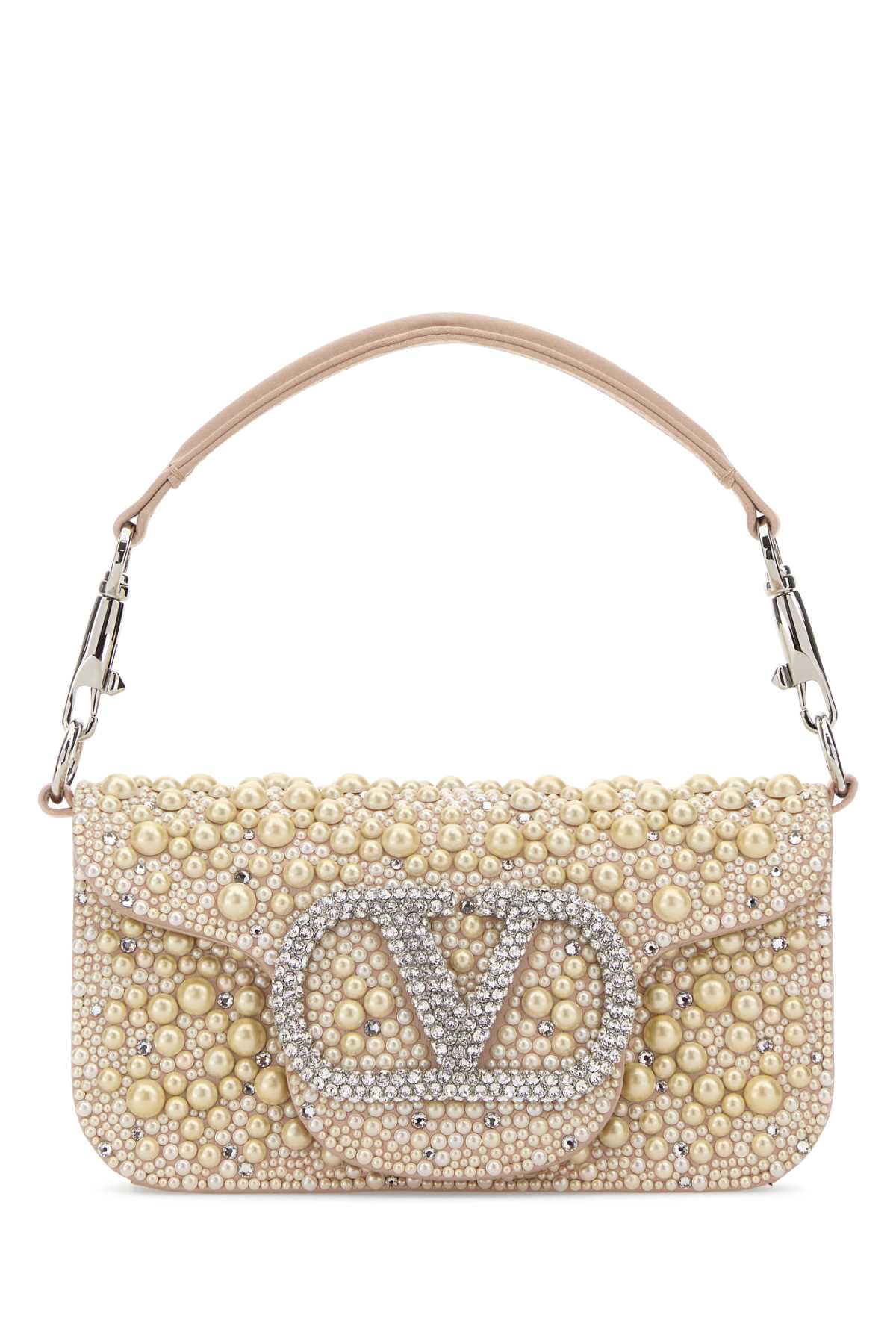 Embellished Fabric Vlogo Signature Handbag Cremarosacrystal Viscosilk Se Borse A Tracolla