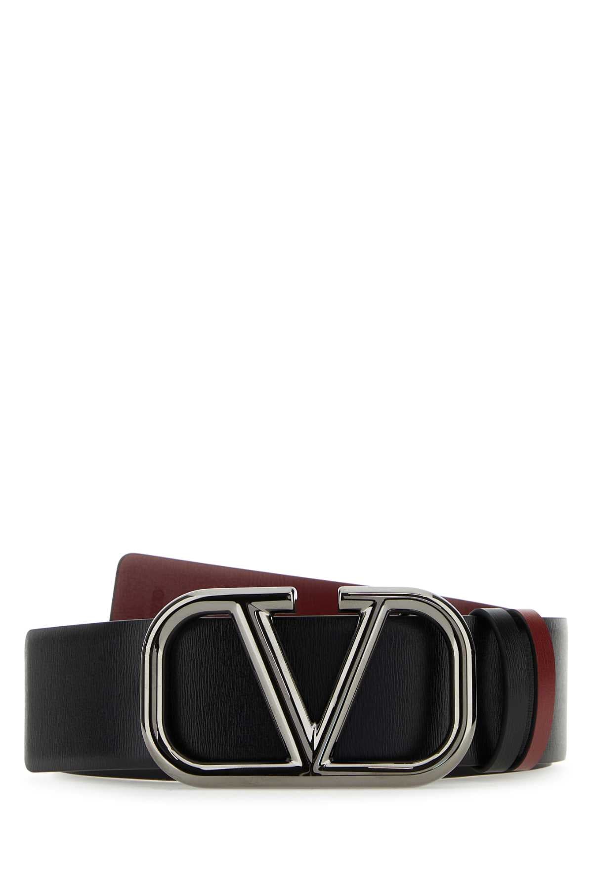 Black Leather Vlogo Signature Belt 00b Cinture