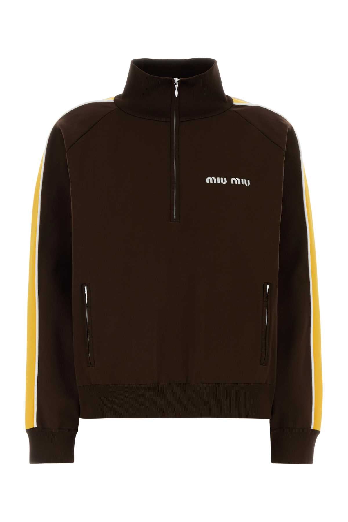 Chocolate Tech Fabric Sweatshirt Moromais Maglieria