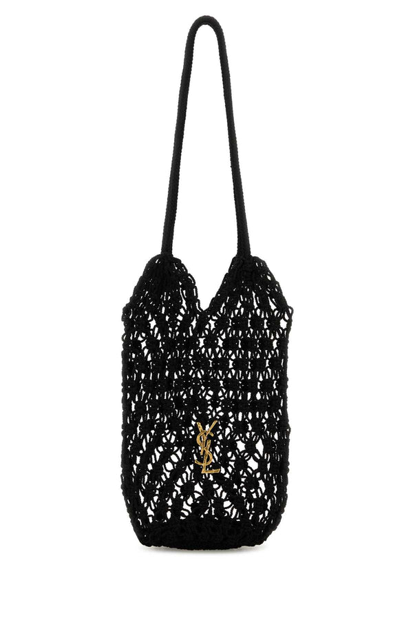 Saint Laurent Hobo Exterior: 100% Fabric; Finishing: Antiqued golden brass bucket bag in black
