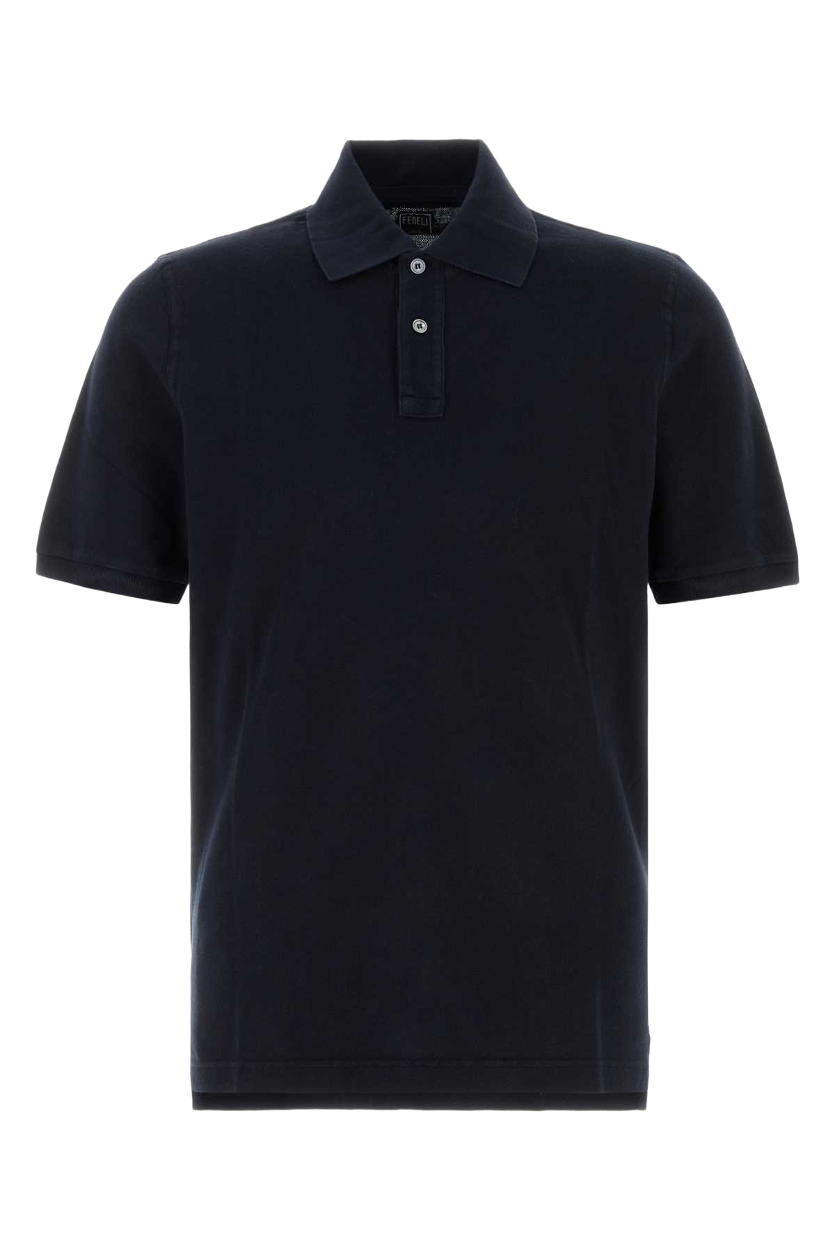Navy Blue Piquet Polo Shirt Blu Exterior: Cotton