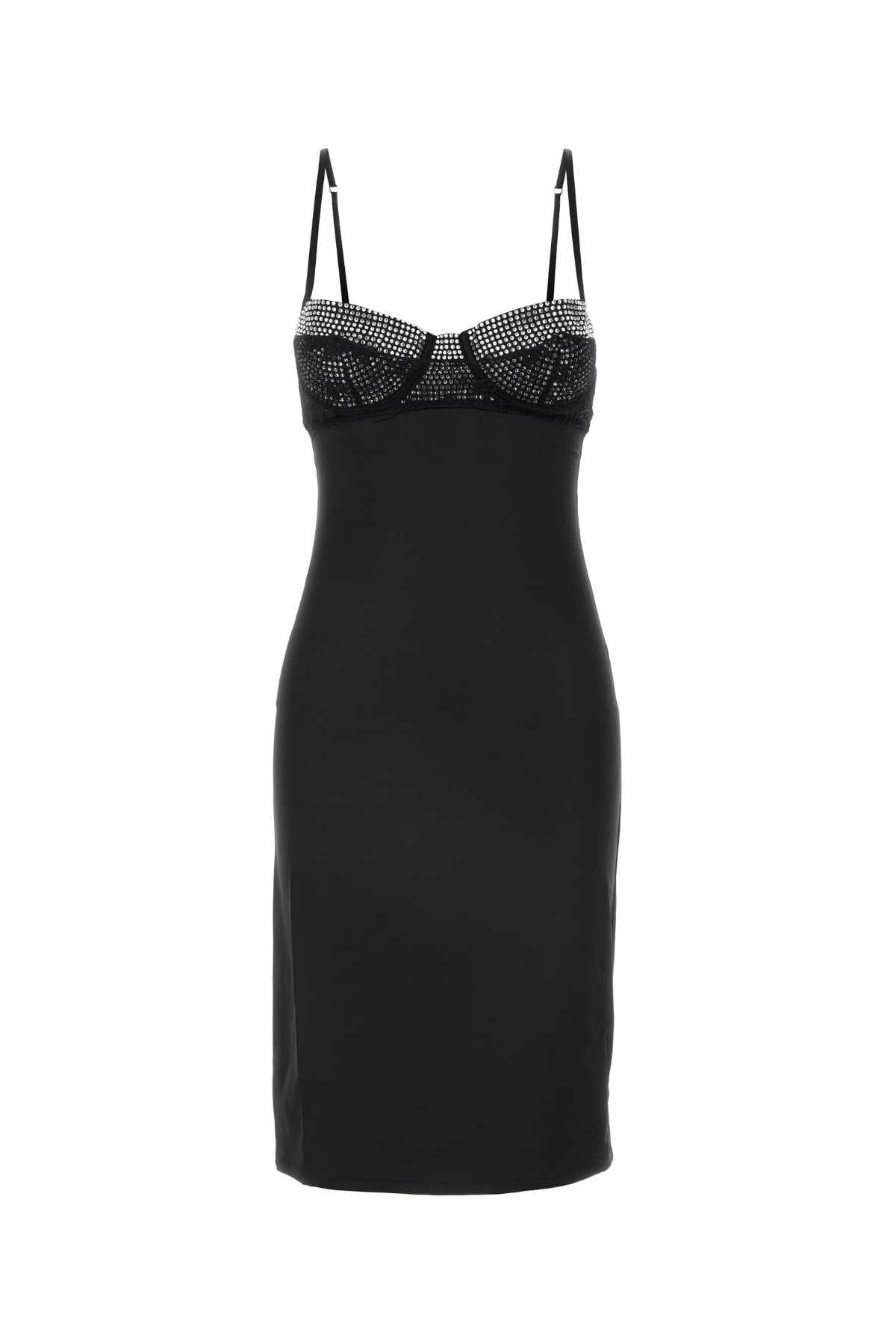 Black Stretch Satin Dress Exterior: Polyester Elastane Abiti