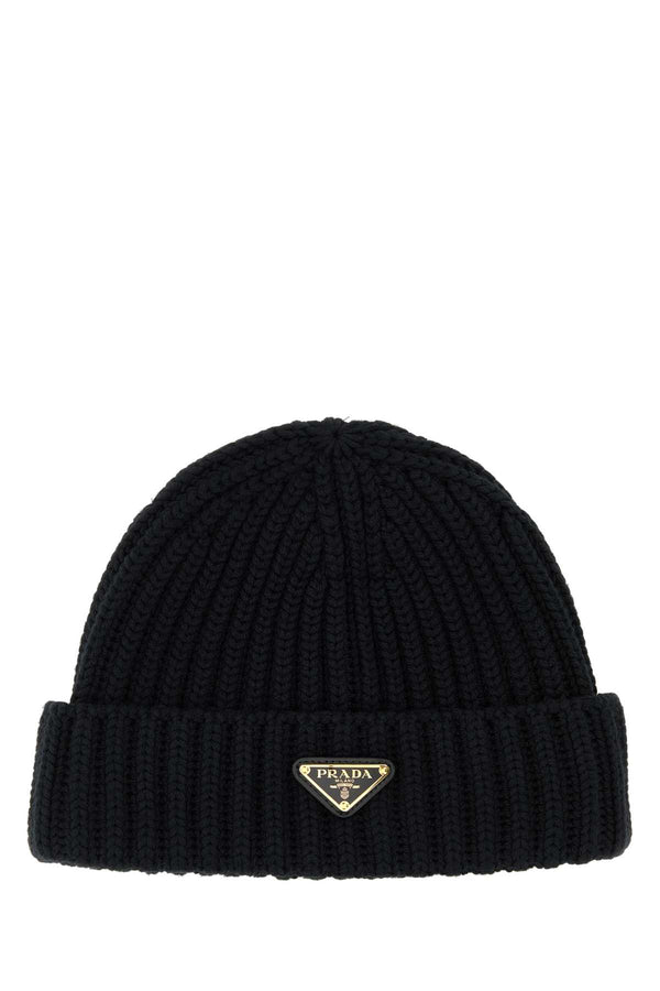 Prada CAPPELLI 100% Virgin wool beanie in black