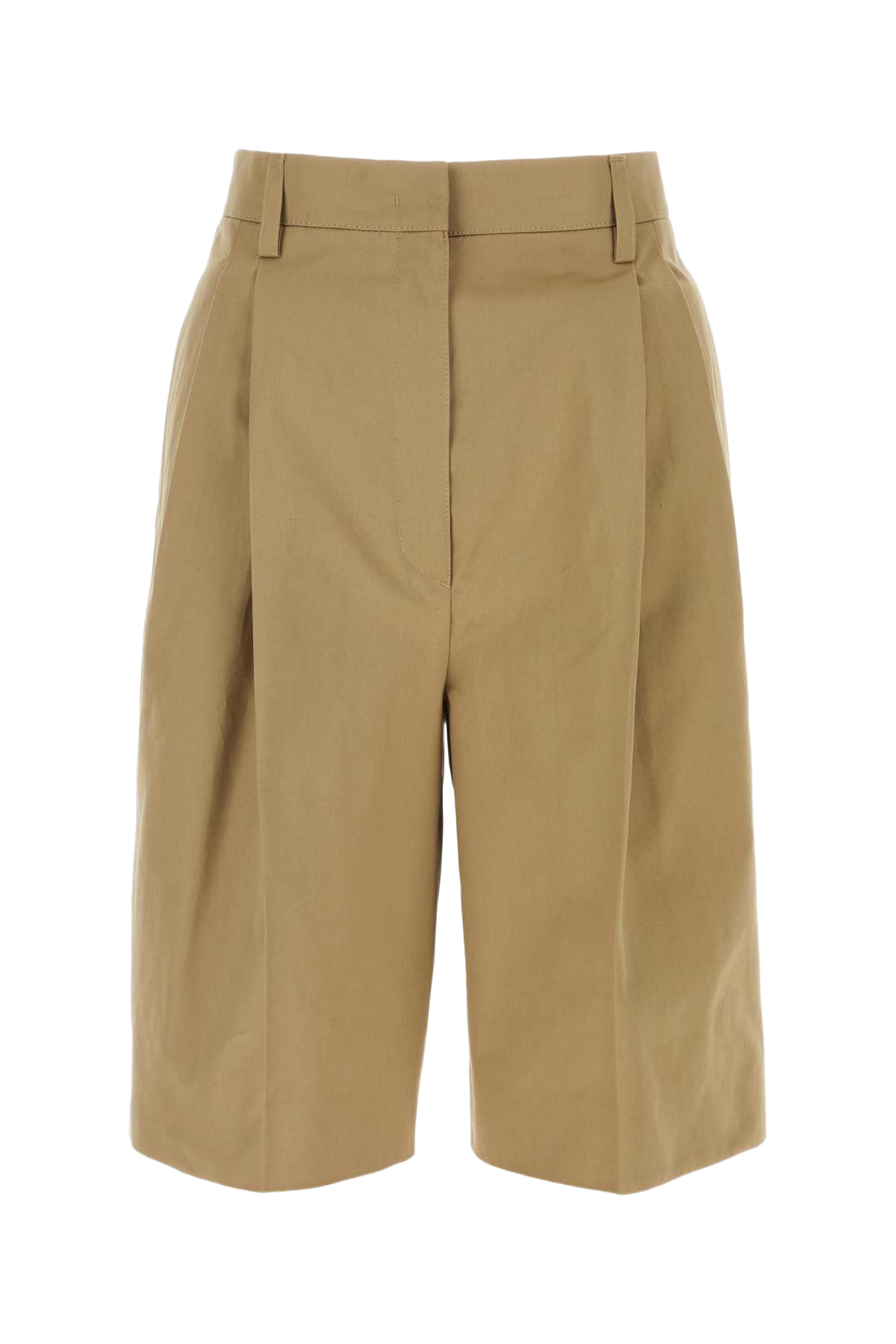 Beige Cotton Bermuda Shorts Kaki Exterior